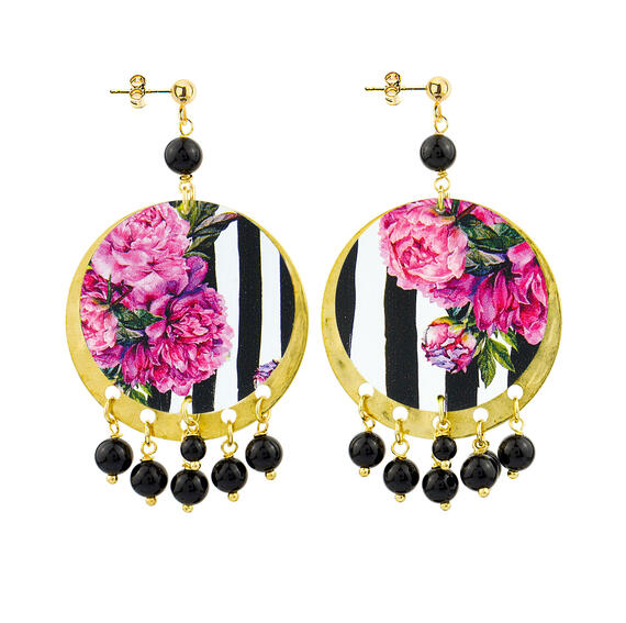 Classic Black Rose Flower Earrings - Lebole Maison