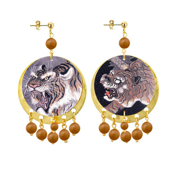Orecchini Tigre Classico Marrone - Lebole Maison