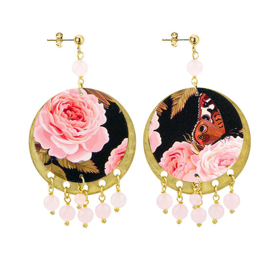 Orecchini Fiore E Farfalla Classico Rosa - Lebole Maison