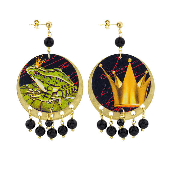 Orecchini Rana E Corona Classico Nero - Lebole Maison