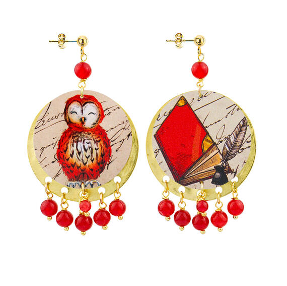 Orecchini Gufo Classico Rubino - Lebole Maison