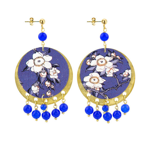 Orecchini Fiore Bianco Classico Blu - Lebole Maison