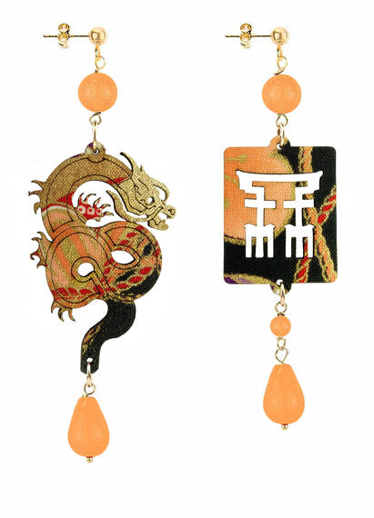 Orecchini Drago Pelle Arancio Chiaro - Lebole Maison