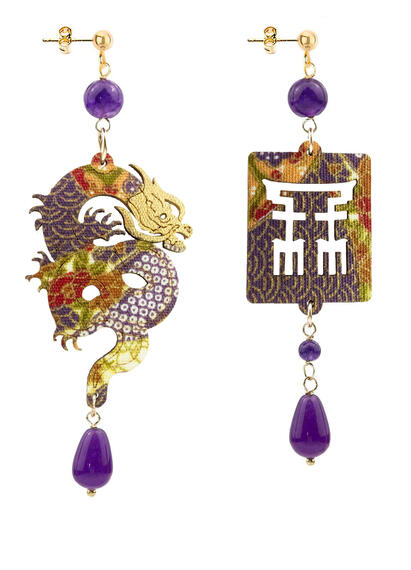 Orecchini Drago Pelle Viola - Lebole Maison