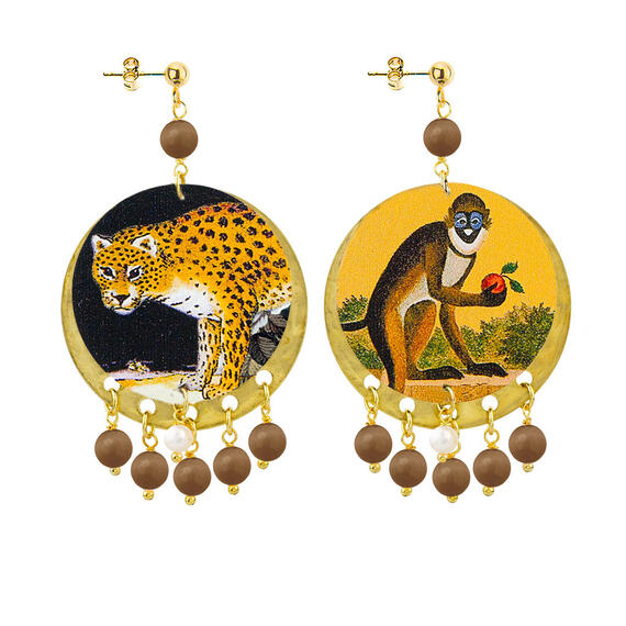 Orecchini Felino E Scimmia Classico Nero - Lebole Maison