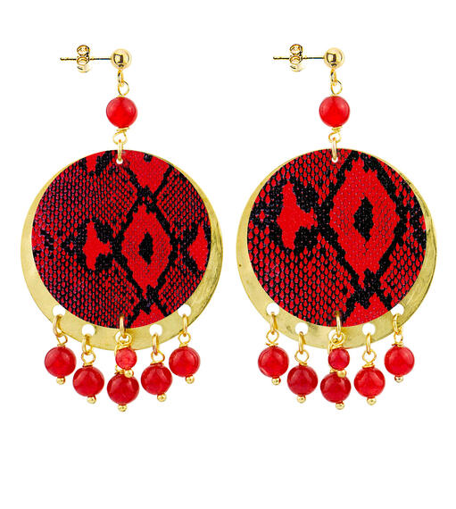 Orecchini Pitonato Classico Rubino - Lebole Maison