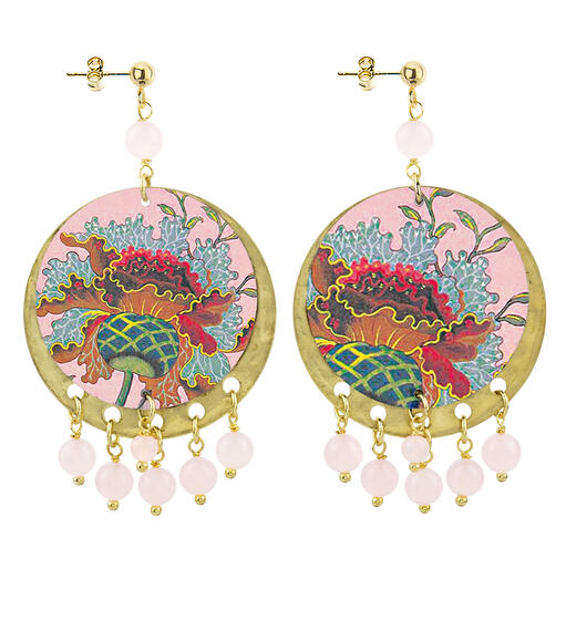 Orecchini Fiore Azzurro E Rosso Classico Rosa - Lebole Maison