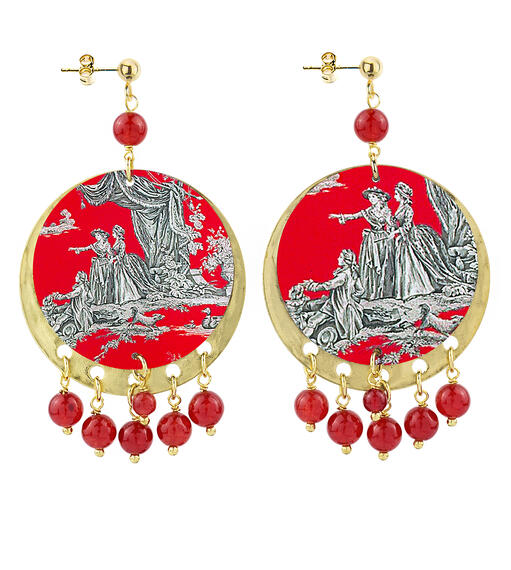 Orecchini Toile De Jouy Classico Rubino - Lebole Maison