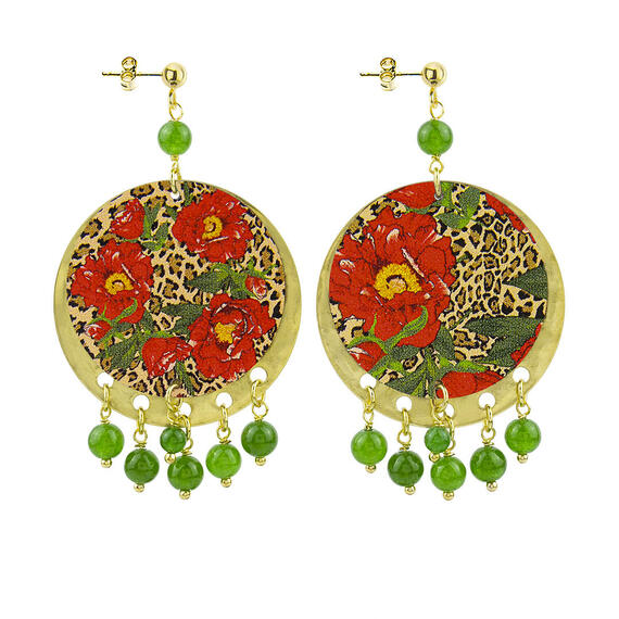 Orecchini Fiore Rosso Maculato Classico Verde - Lebole Maison