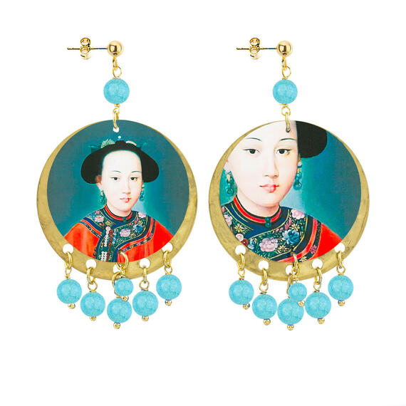 Orecchini Samurai Donna Classico Celeste Sfumato - Lebole Maison