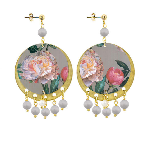 Orecchini Tre Fiori Bianco Classico Grigio - Lebole Maison