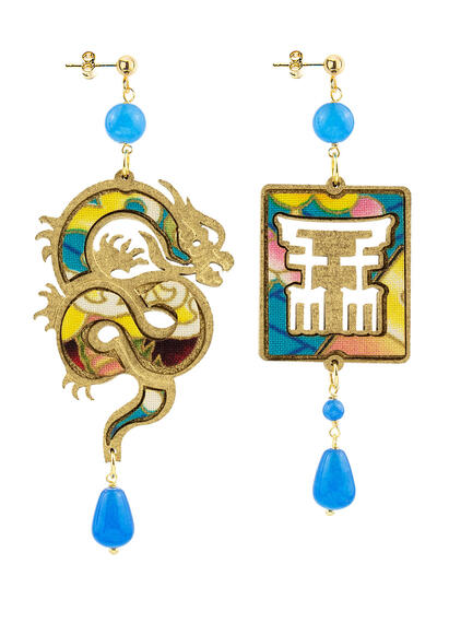 Orecchini Drago Oro Azzurro - Lebole Maison