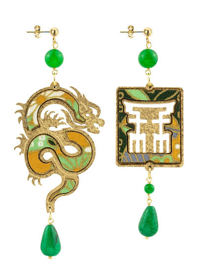 Orecchini Drago Oro Verde - Lebole Maison