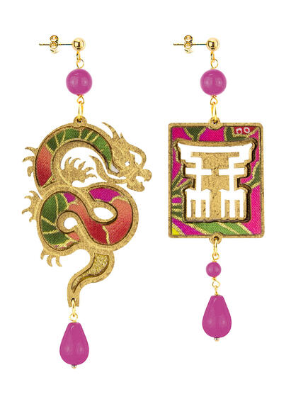 Orecchini Drago Oro Fucsia - Lebole Maison