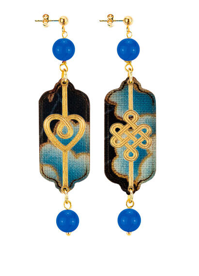 Orecchini Cuore E Infinito Mini Blu - Lebole Maison