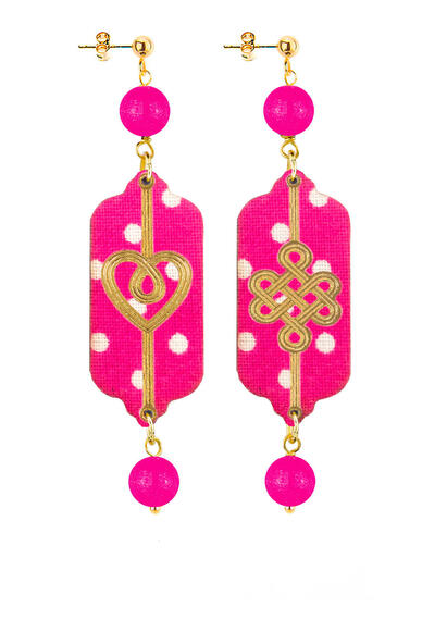Orecchini Cuore E Infinito Mini Pois Fucsia - Lebole Maison