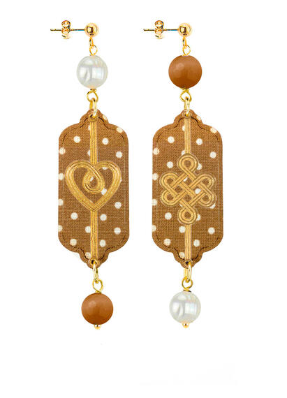 Orecchini Cuore E Infinito Mini Pois Marrone - Lebole Maison