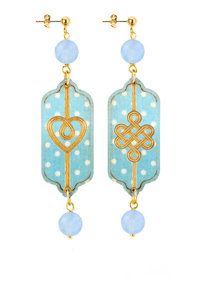 Orecchini Cuore E Infinito Mini Pois Celeste - Lebole Maison