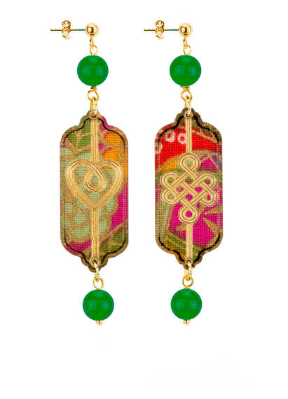 Orecchini Cuore E Infinito Mini Verde - Lebole Maison