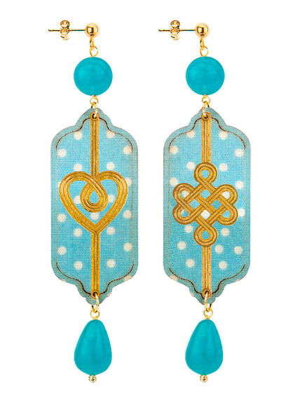 Orecchini Cuore E Infinito Pois Celeste - Lebole Maison