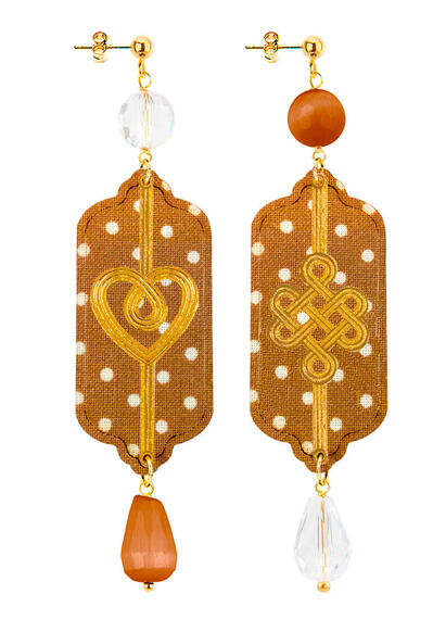 Orecchini Cuore E Infinito Pois Marrone - Lebole Maison
