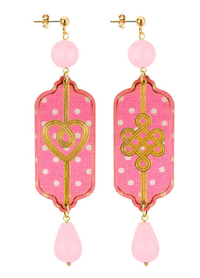 Orecchini Cuore E Infinito Pois Rosa - Lebole Maison