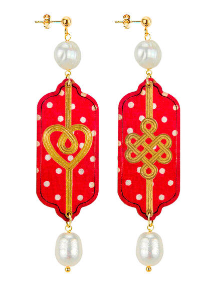 Orecchini Cuore E Infinito Pois Perla - Lebole Maison