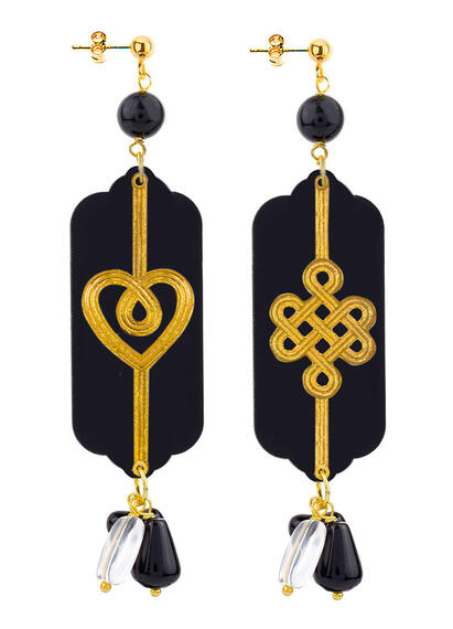 Orecchini Cuore E Infinito Plexi Nero - Lebole Maison