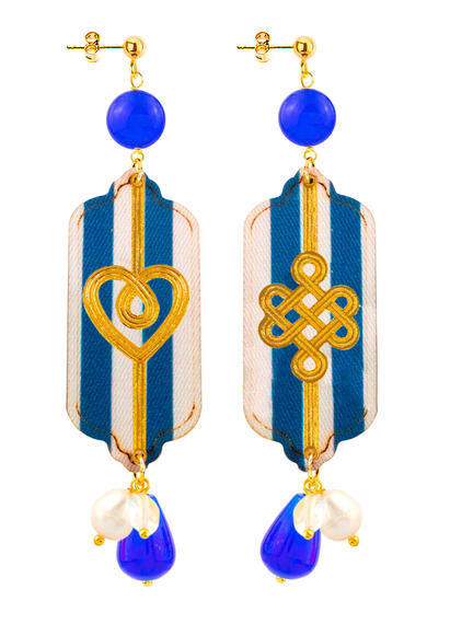 Orecchini Cuore E Infinito Righe Blu - Lebole Maison