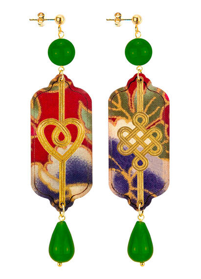 Orecchini Cuore E Infinito Verde Oliva - Lebole Maison
