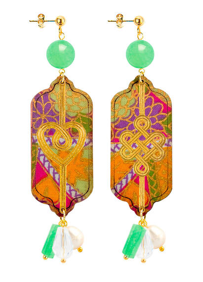 Orecchini Cuore E Infinito Verde Giada - Lebole Maison