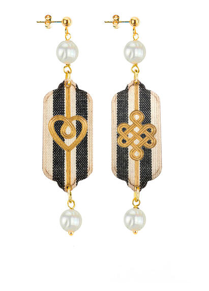 Orecchini Cuore E Infinito Mini Righe Perla - Lebole Maison
