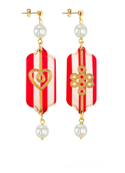 Orecchini Cuore E Infinito Mini Righe Perla - Lebole Maison