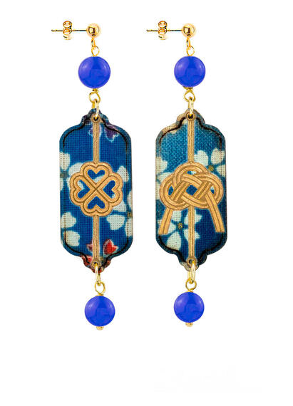 Orecchini Quadrifoglio E Nodo Mini Blu - Lebole Maison