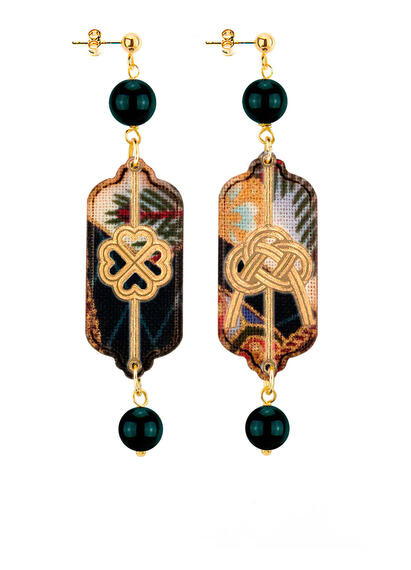 Orecchini Quadrifoglio E Nodo Mini Nero - Lebole Maison