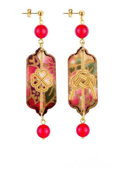 Orecchini Quadrifoglio E Nodo Mini Rubino - Lebole Maison