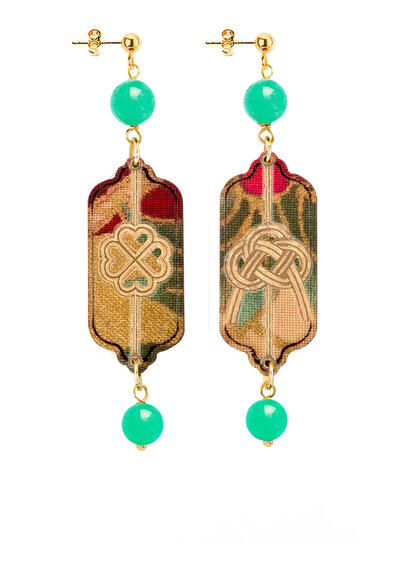 Orecchini Quadrifoglio E Nodo Mini Verde Giada - Lebole Maison