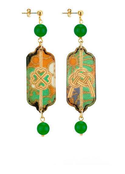 Orecchini Quadrifoglio E Nodo Mini Verde - Lebole Maison