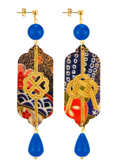 Orecchini Quadrifoglio E Nodo Blu - Lebole Maison