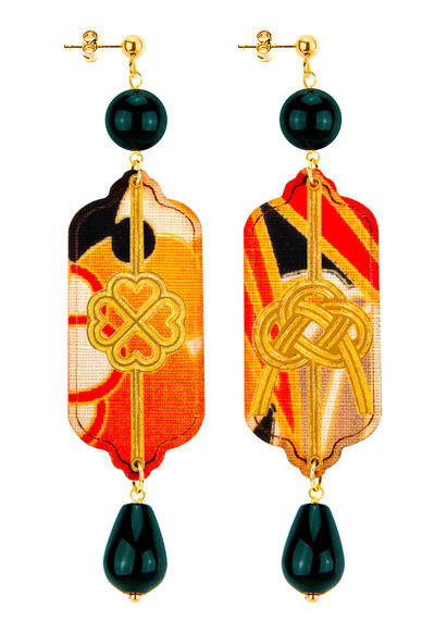 Orecchini Quadrifoglio E Nodo Nero - Lebole Maison