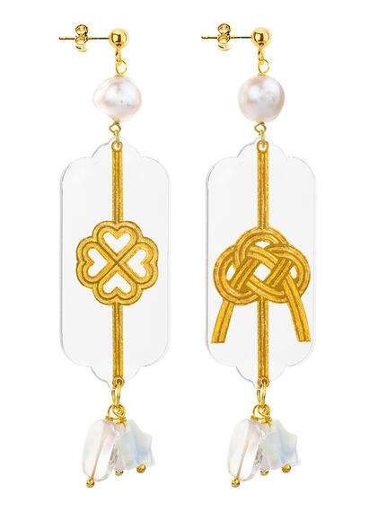 Orecchini Quadrifoglio E Nodo Plexi Trasparente Perla - Lebole Maison