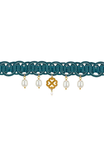 Collarino Celeste Quadrifoglio Perle - Lebole Maison
