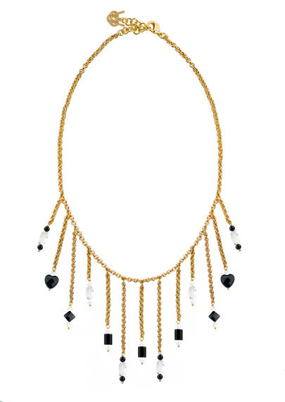 Collana Pietre Nere E Trasparenti - Lebole Maison