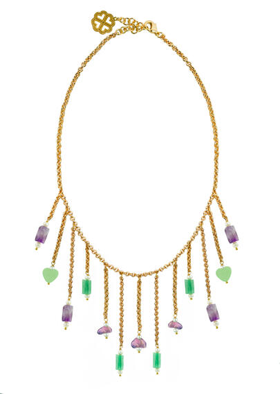 Collana Pietre Verde E Viola - Lebole Maison