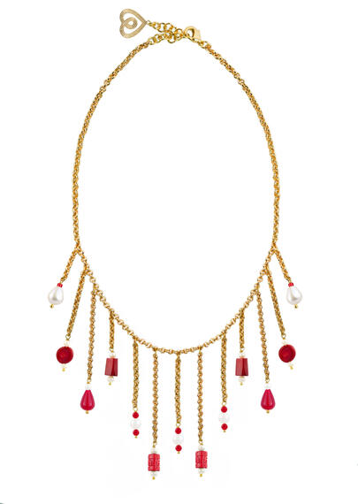 Collana Pietre Rubino E Perla - Lebole Maison