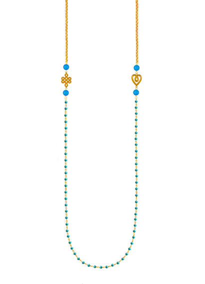 Collana Lunga Infinito E Cuore Rosario Azzurro - Lebole Maison