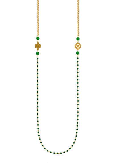 Collana Lunga Infinito E Quadrifoglio Rosario Verde - Lebole Maison