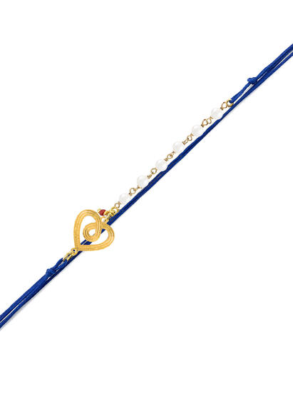 Bracciale Cuore Rosario Perle Filo Blu - Lebole Maison