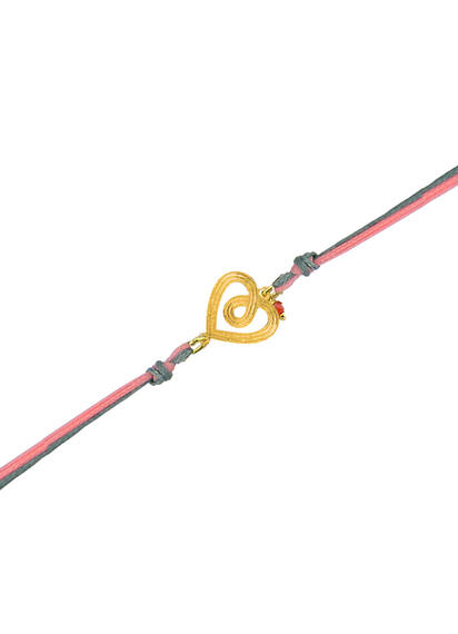 Bracciale Cuore Filo Rosa E Grigio - Lebole Maison