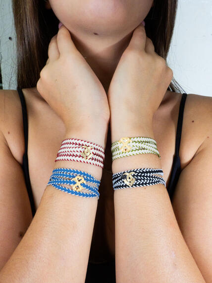 Bracciale Cuore Tessuto Bianco E Nero - Lebole Maison